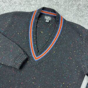 VTG Kenny Rogers Sweater Men XL Tall Black Speckle Shetland Wool V Neck Pullover